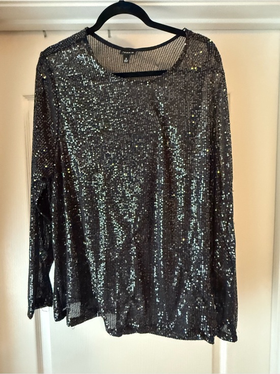 torrid Tops - Women's Sequin Long-Sleeve Top - Black - Torrid